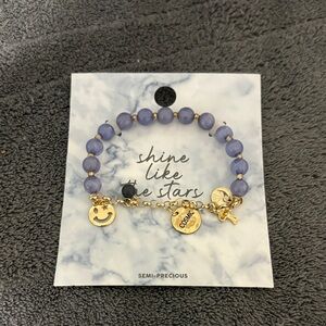 Purple Beaded Bracelet with Gold Charms